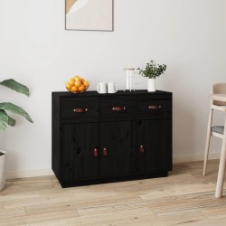 vidaXL Sideboard Schwarz 100x40x75 cm Massivholz Kiefer