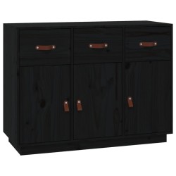 vidaXL Sideboard Schwarz 100x40x75 cm Massivholz Kiefer