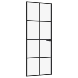 vidaXL Innentür Schwarz 76x201,5 cm Hartglas & Aluminium Schlank