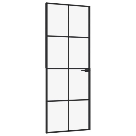 vidaXL Innentür Schwarz 76x201,5 cm Hartglas & Aluminium Schlank