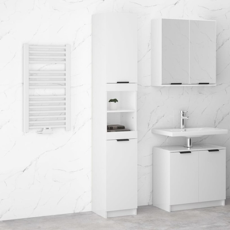 vidaXL Badschrank Hochglanz-Weiß 32x34x188,5 cm Holzwerkstoff vidaXL Badschrank Hochglanz-Weiß 32x34x188,5 cm Holzwerkstoff