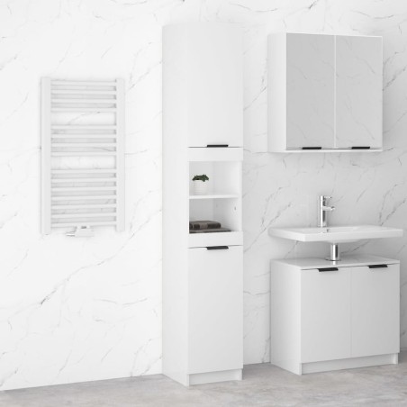 vidaXL Badschrank Hochglanz-Weiß 32x34x188,5 cm Holzwerkstoff