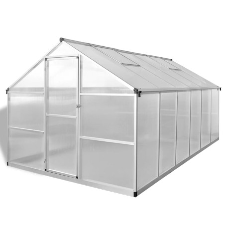 vidaXL Gewächshaus mit Fundament Verstärkt Aluminium 9,025 m²