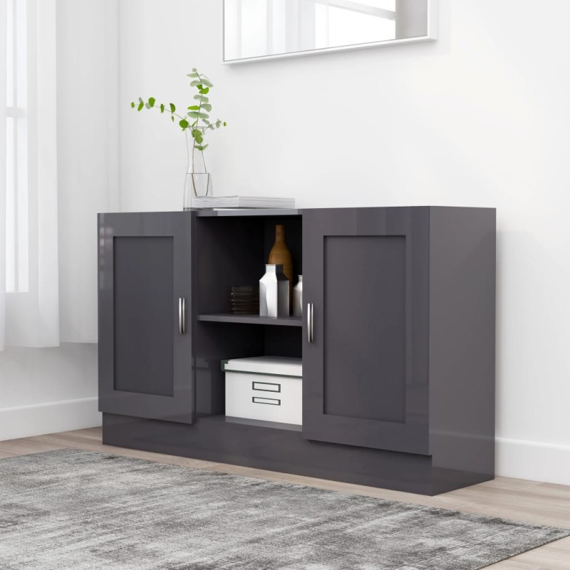 vidaXL Sideboard Hochglanz-Grau 120x30,5x70 cm Holzwerkstoff vidaXL Sideboard Hochglanz-Grau 120x30,5x70 cm Holzwerkstoff