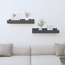 vidaXL Wandregale 2 Stk. Grau 50x12x9 cm Massivholz Kiefer