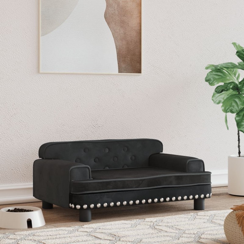 Hundebett Schwarz 70x45x30 cm Samt Hundebett Schwarz 70x45x30 cm Samt