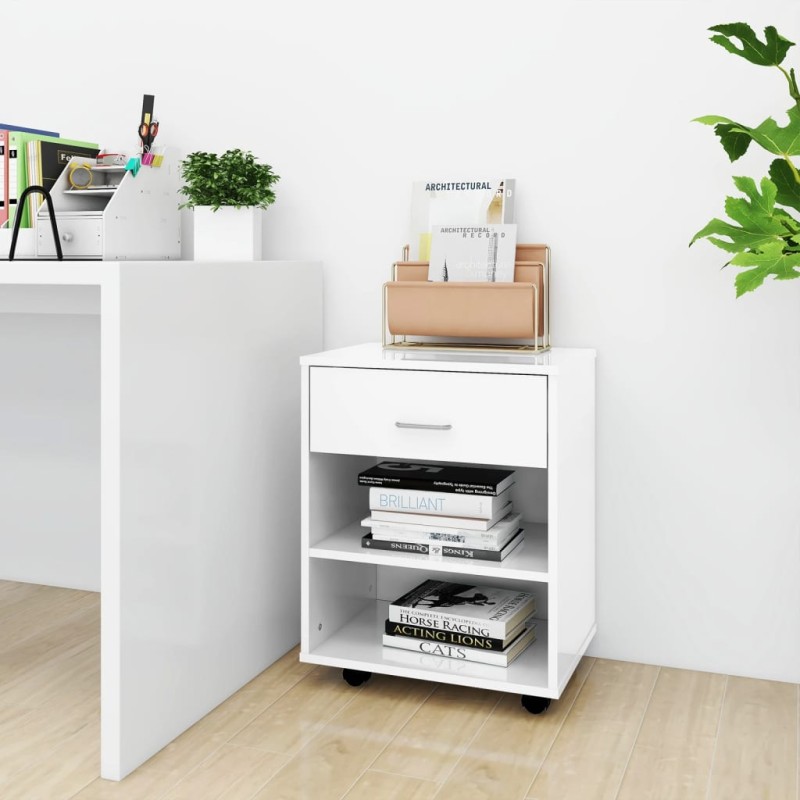 vidaXL Rollschrank Hochglanz-Weiß 46x36x59 cm Holzwerkstoff vidaXL Rollschrank Hochglanz-Weiß 46x36x59 cm Holzwerkstoff