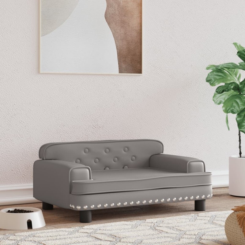 Hundebett Grau 70x45x30 cm Kunstleder Hundebett Grau 70x45x30 cm Kunstleder