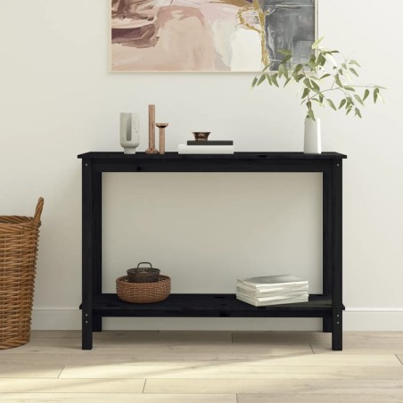 vidaXL Konsolentisch Schwarz 110x40x80 cm Massivholz Kiefer