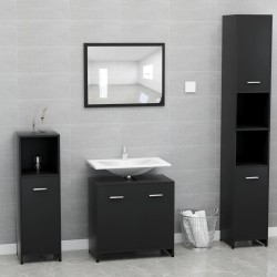 vidaXL Badmöbel-Set Schwarz Holzwerkstoff