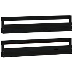 vidaXL Wand-Schuhregale 2 Stk. Schwarz 110x9x23 cm Massivholz Kiefer