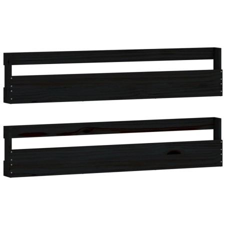 vidaXL Wand-Schuhregale 2 Stk. Schwarz 110x9x23 cm Massivholz Kiefer