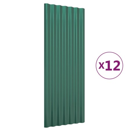 vidaXL Dachpaneele 12 Stk. Pulverbeschichteter Stahl Grün 100x36 cm