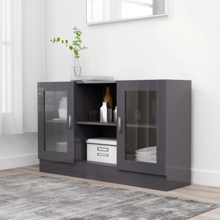 vidaXL Vitrinenschrank Hochglanz-Grau 120x30,5x70 cm Holzwerkstoff