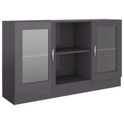vidaXL Vitrinenschrank Hochglanz-Grau 120x30,5x70 cm Holzwerkstoff