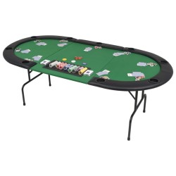 vidaXL 9-Spieler Poker Falttisch 3-fach Faltbar Oval Grün 