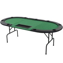 vidaXL 9-Spieler Poker Falttisch 3-fach Faltbar Oval Grün 