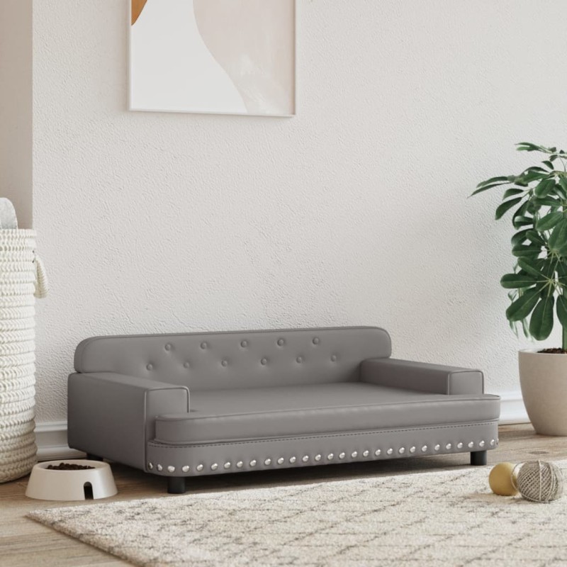 Hundebett Grau 90x53x30 cm Kunstleder Hundebett Grau 90x53x30 cm Kunstleder