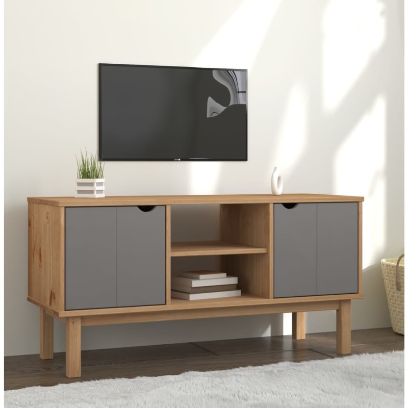 vidaXL TV-Schrank OTTA Braun&Grau 113,5x43x57 cm Massivholz Kiefer vidaXL TV-Schrank OTTA Braun&Grau 113,5x43x57 cm Massivholz Kiefer