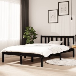 vidaXL Massivholzbett Schwarz 120x190 cm