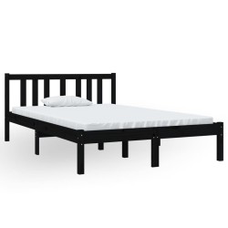 vidaXL Massivholzbett Schwarz 120x190 cm