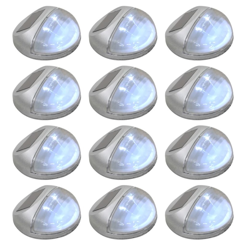 vidaXL Outdoor Solar-Wandleuchten LED 12 Stk. Rund Silbern vidaXL Outdoor Solar-Wandleuchten LED 12 Stk. Rund Silbern