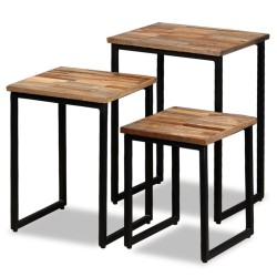 vidaXL Satztisch Couchtisch-Set 3-tlg. Recyceltes Massivholz Teak