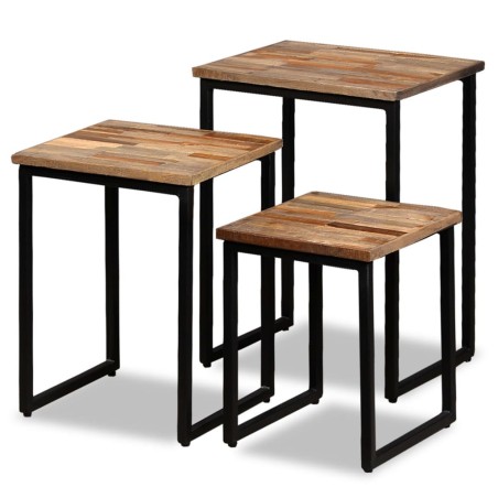 vidaXL Satztisch Couchtisch-Set 3-tlg. Recyceltes Massivholz Teak