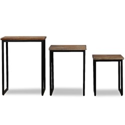 vidaXL Satztisch Couchtisch-Set 3-tlg. Recyceltes Massivholz Teak