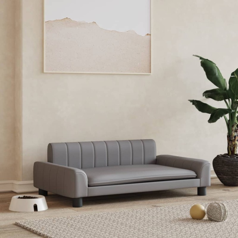 Hundebett Grau 90x53x30 cm Kunstleder Hundebett Grau 90x53x30 cm Kunstleder