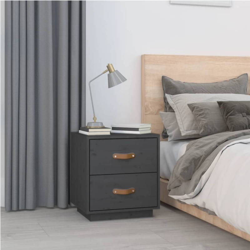 vidaXL Nachttisch Grau 40x34x45 cm Massivholz Kiefer vidaXL Nachttisch Grau 40x34x45 cm Massivholz Kiefer