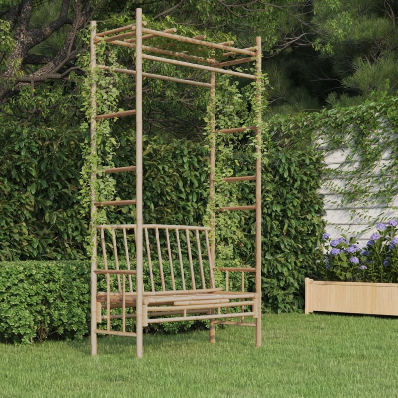 vidaXL Gartenbank mit Pergola 116 cm Bambus vidaXL Gartenbank mit Pergola 116 cm Bambus