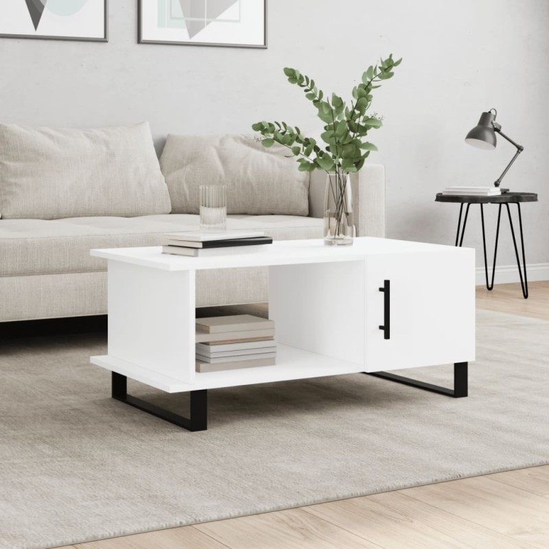vidaXL Couchtisch Weiß 90x50x40 cm Holzwerkstoff vidaXL Couchtisch Weiß 90x50x40 cm Holzwerkstoff