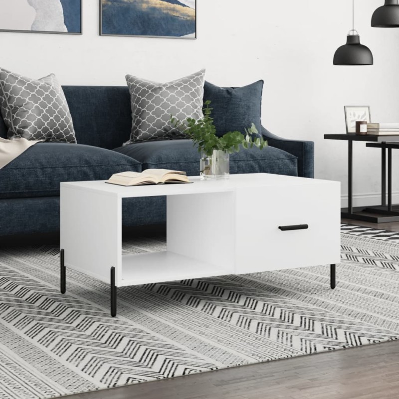 vidaXL Couchtisch Weiß 90x50x40 cm Holzwerkstoff vidaXL Couchtisch Weiß 90x50x40 cm Holzwerkstoff
