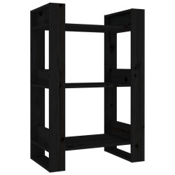 vidaXL Bücherregal/Raumteiler Schwarz 60x35x91 cm Massivholz Kiefer