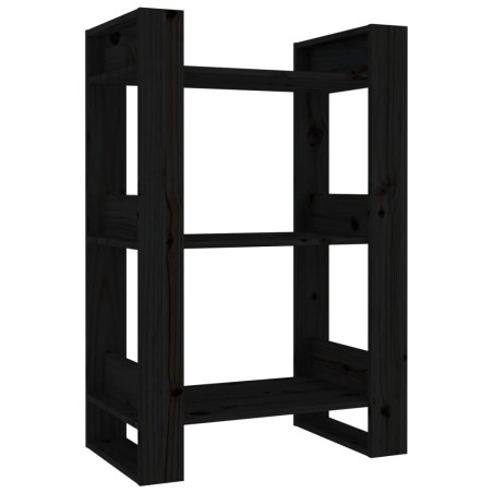 vidaXL Bücherregal/Raumteiler Schwarz 60x35x91 cm Massivholz Kiefer