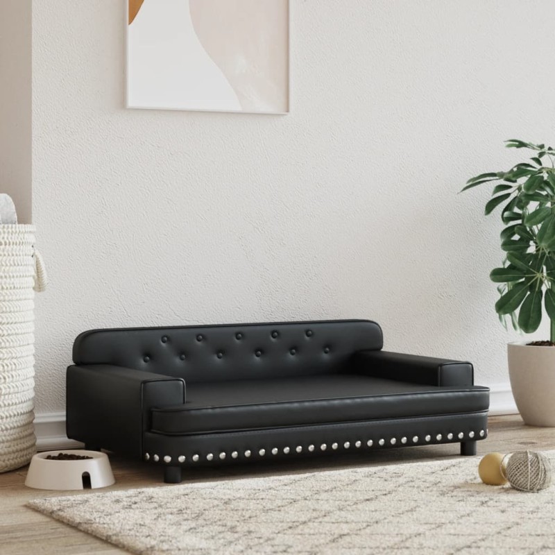 Hundebett Schwarz 90x53x30 cm Kunstleder Hundebett Schwarz 90x53x30 cm Kunstleder