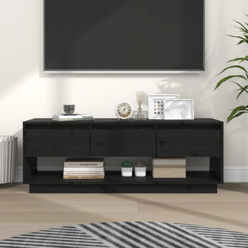 vidaXL TV-Schrank Schwarz 110,5x34x40 cm Massivholz Kiefer vidaXL TV-Schrank Schwarz 110,5x34x40 cm Massivholz Kiefer
