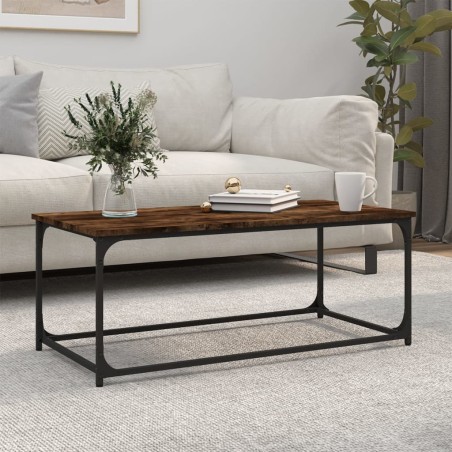 vidaXL Couchtisch Räuchereiche 102x50x40 cm Holzwerkstoff und Eisen