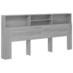 vidaXL Kopfteil mit Ablagen Grau Sonoma 220x19x103,5 cm
