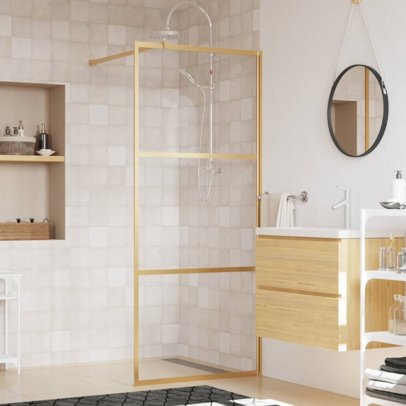 vidaXL Duschwand für Begehbare Dusche mit ESG Klarglas Golden 80x195cm vidaXL Duschwand für Begehbare Dusche mit ESG Klarglas Golden 80x195cm