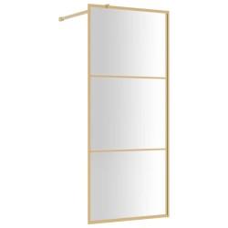 vidaXL Duschwand für Begehbare Dusche mit ESG Klarglas Golden 80x195cm