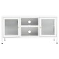 vidaXL TV-Schrank Weiß 105x35x52 cm Stahl und Glas vidaXL TV-Schrank Weiß 105x35x52 cm Stahl und Glas