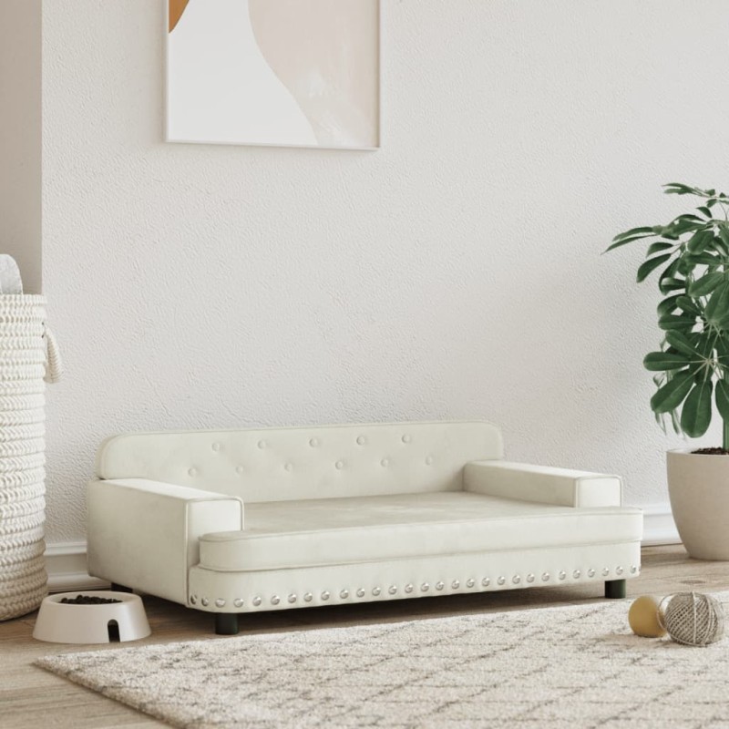 Hundebett Creme 90x53x30 cm Samt Hundebett Creme 90x53x30 cm Samt