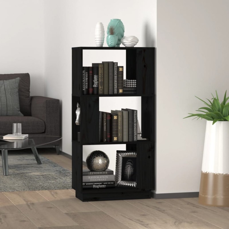 vidaXL Bücherregal/Raumteiler Schwarz 51x25x101 cm Massivholz Kiefer vidaXL Bücherregal/Raumteiler Schwarz 51x25x101 cm Massivholz Kiefer