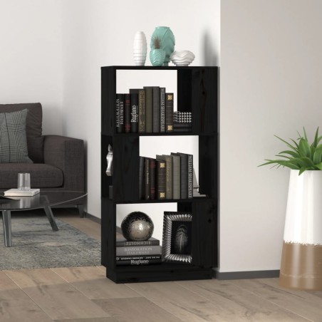 vidaXL Bücherregal/Raumteiler Schwarz 51x25x101 cm Massivholz Kiefer