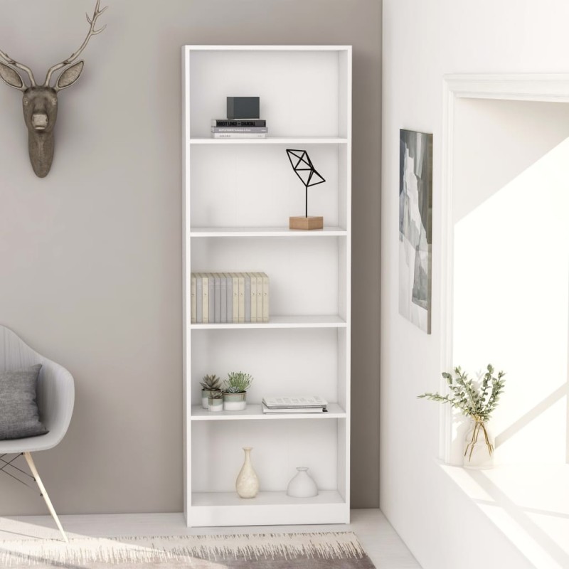 vidaXL Bücherregal 5 Fächer Weiß 60x24x175 cm Holzwerkstoff vidaXL Bücherregal 5 Fächer Weiß 60x24x175 cm Holzwerkstoff