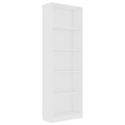 vidaXL Bücherregal 5 Fächer Weiß 60x24x175 cm Holzwerkstoff