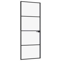 vidaXL Innentür Schwarz 76x201,5 cm Hartglas & Aluminium Schlank