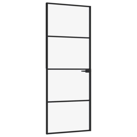 vidaXL Innentür Schwarz 76x201,5 cm Hartglas & Aluminium Schlank